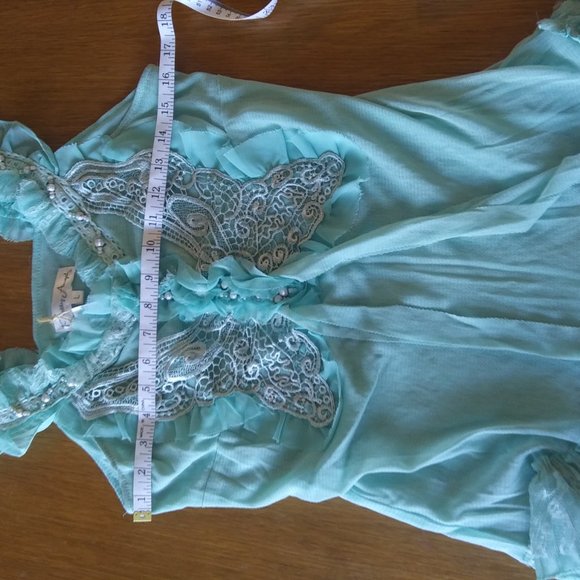 Pretty Angel Aqua Lace Embellished Top - Picture 10 of 13